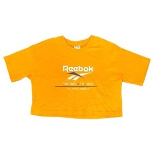 Reebok Classic Boxy Crop Heritage Logo Short Sleeve Tee in Yellow Women’s XS